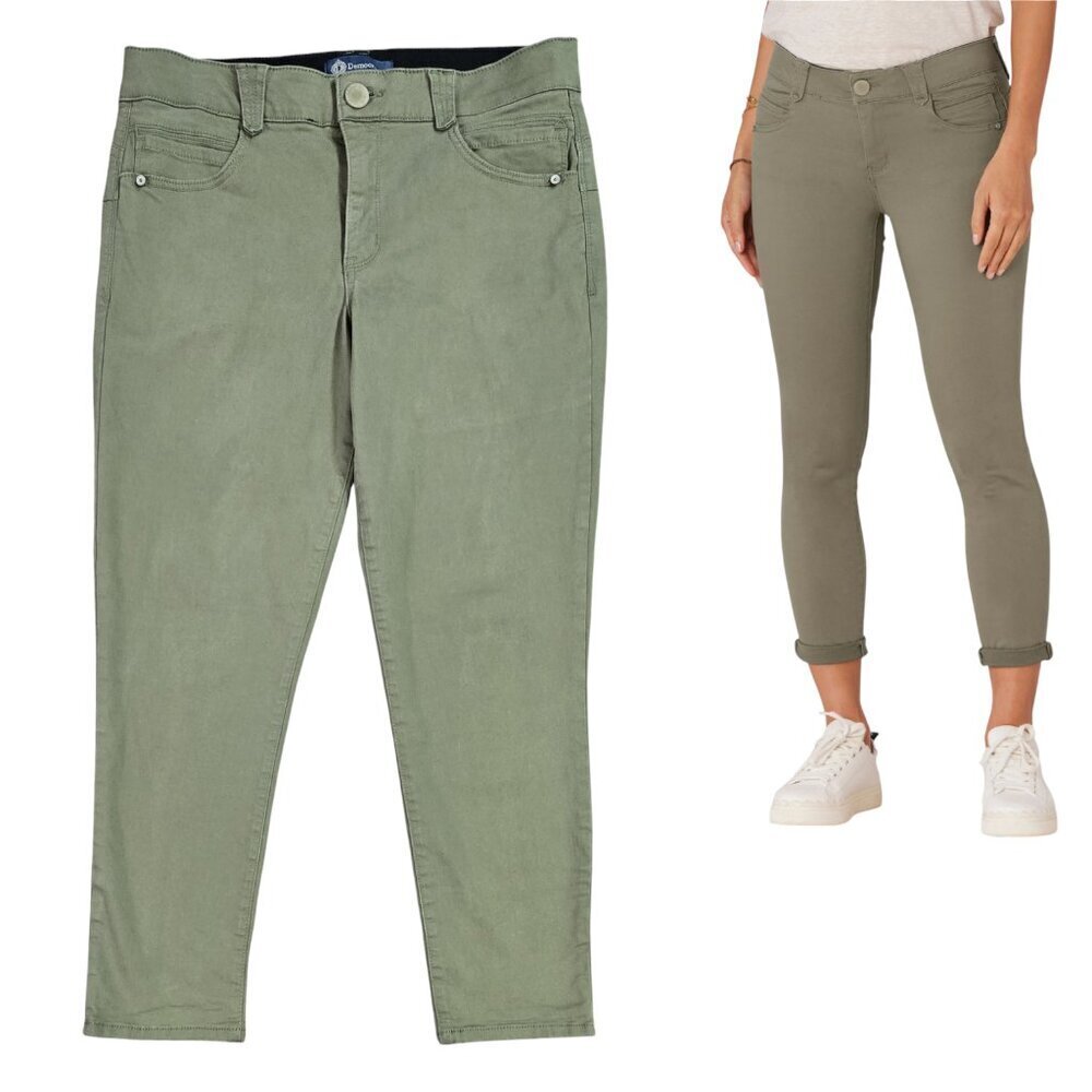 Democracy Absolution Colored Ankle Skimmer Pants Olive Green Laurel Oak Stretch